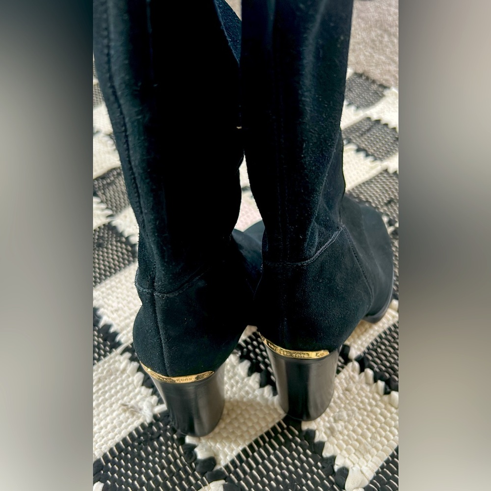 Michael Kors Blocked Heel Suede Black Regina boots Knee High
